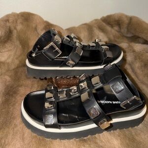 CNC Costume National Black Platform Sandals